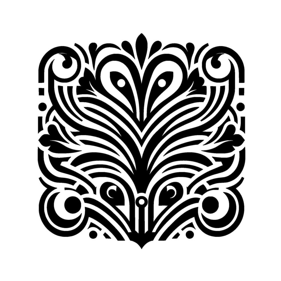 Intricate black and white ornamental element vector