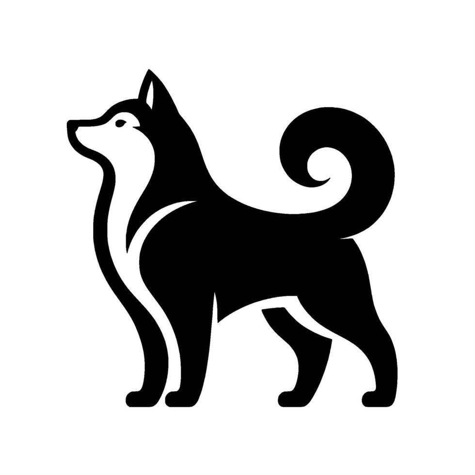 Minimalist husky , black and white, isolated vector