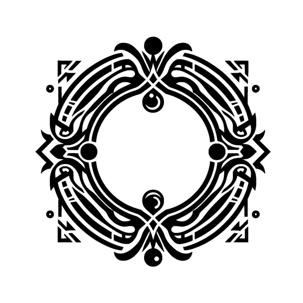 Geometric art deco circle frame in black and white vector