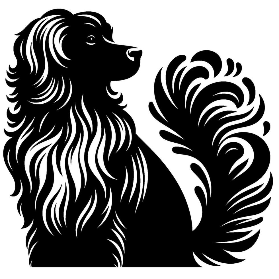Elegant newfoundland silhouette, black and white illustration vector