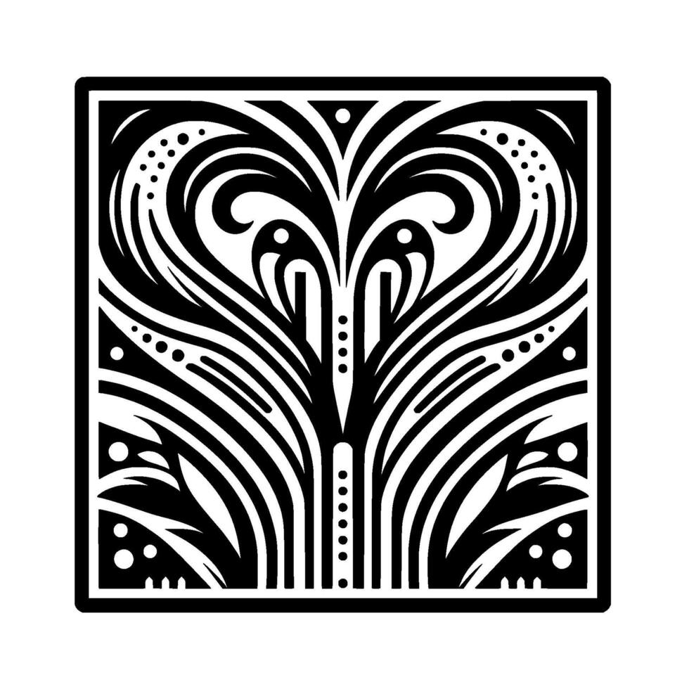 Elegant geometric abstract floral in black white vector