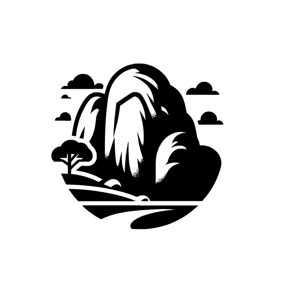Minimalist black and white mountain landscape vector