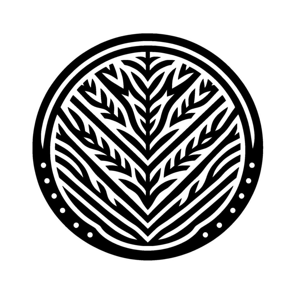 Modern black white circle ornament, natureinspired vector