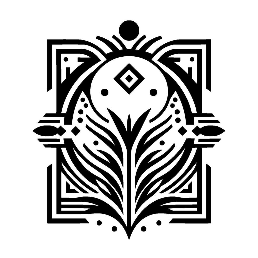Geometric floral in black and white modern decorative vector