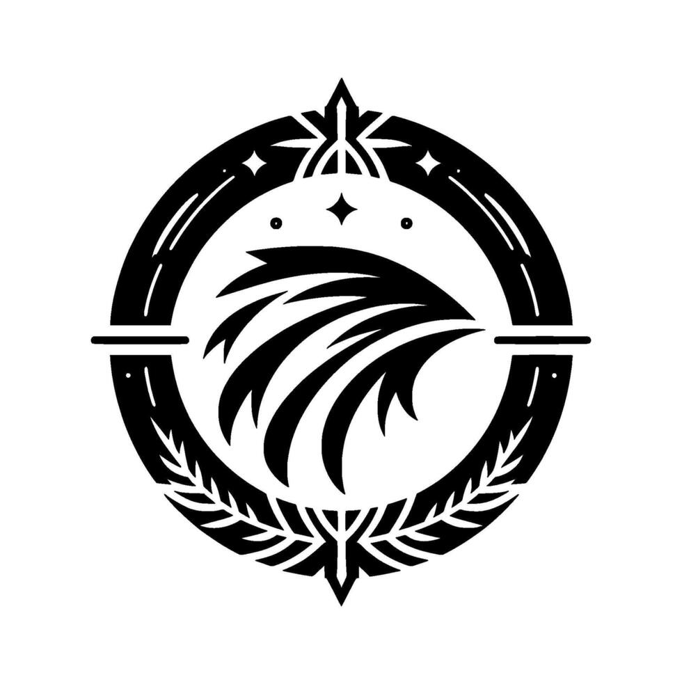 Black and white eagle crest minimalist vector