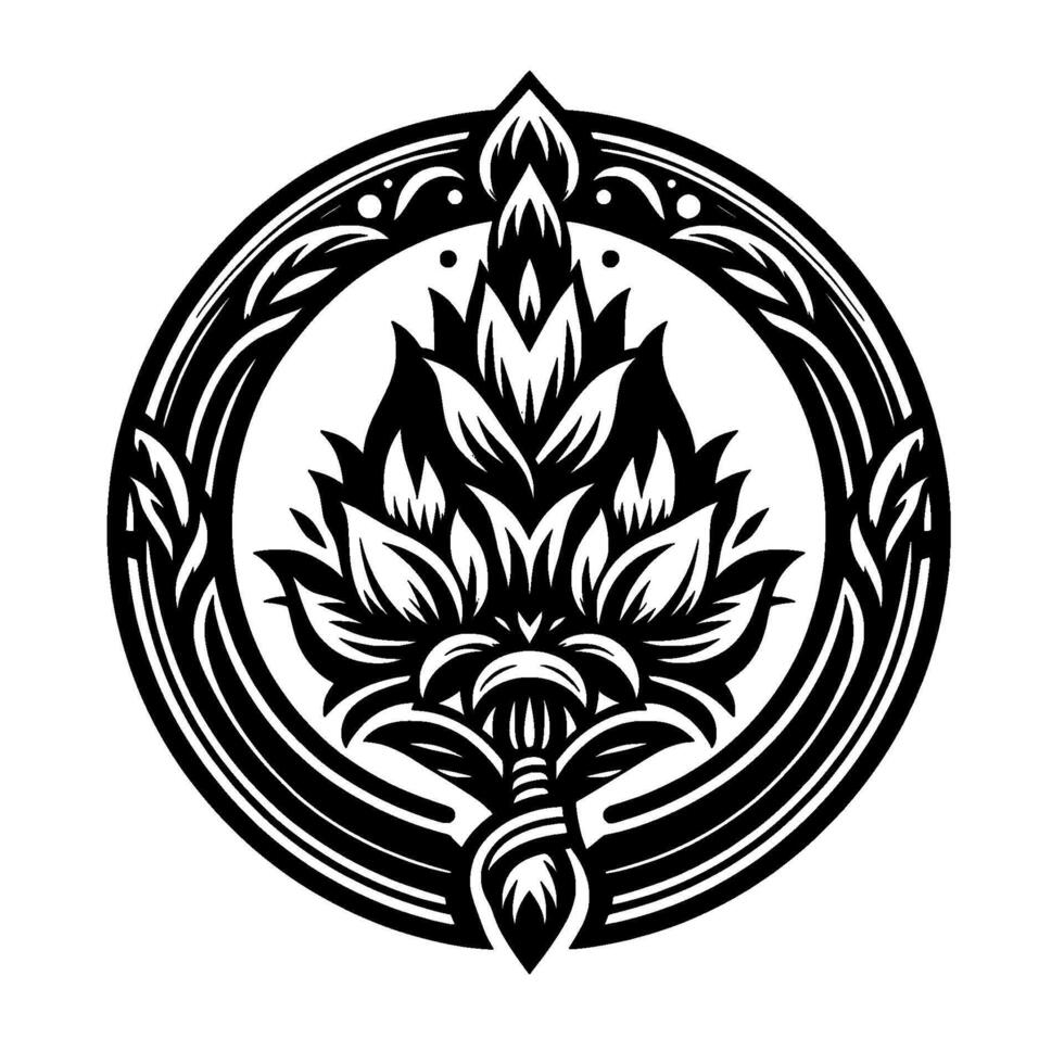 Ornamental floral mandala in black white, isolated vector