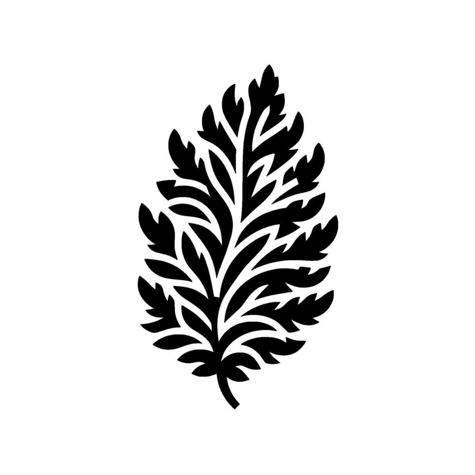 Bold black white leaf silhouette, botanical vector