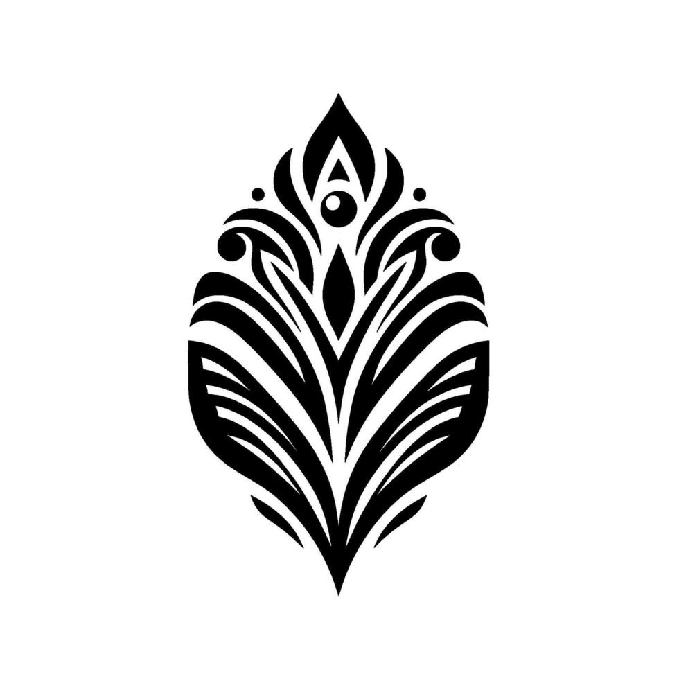 Black and white floral ornament decorative element, illustration vector