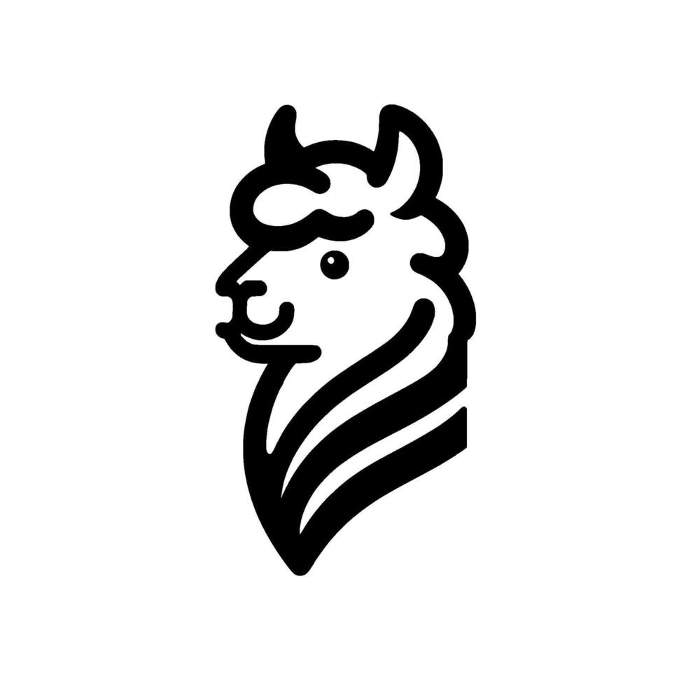 Modern llama minimalist illustration in black white vector