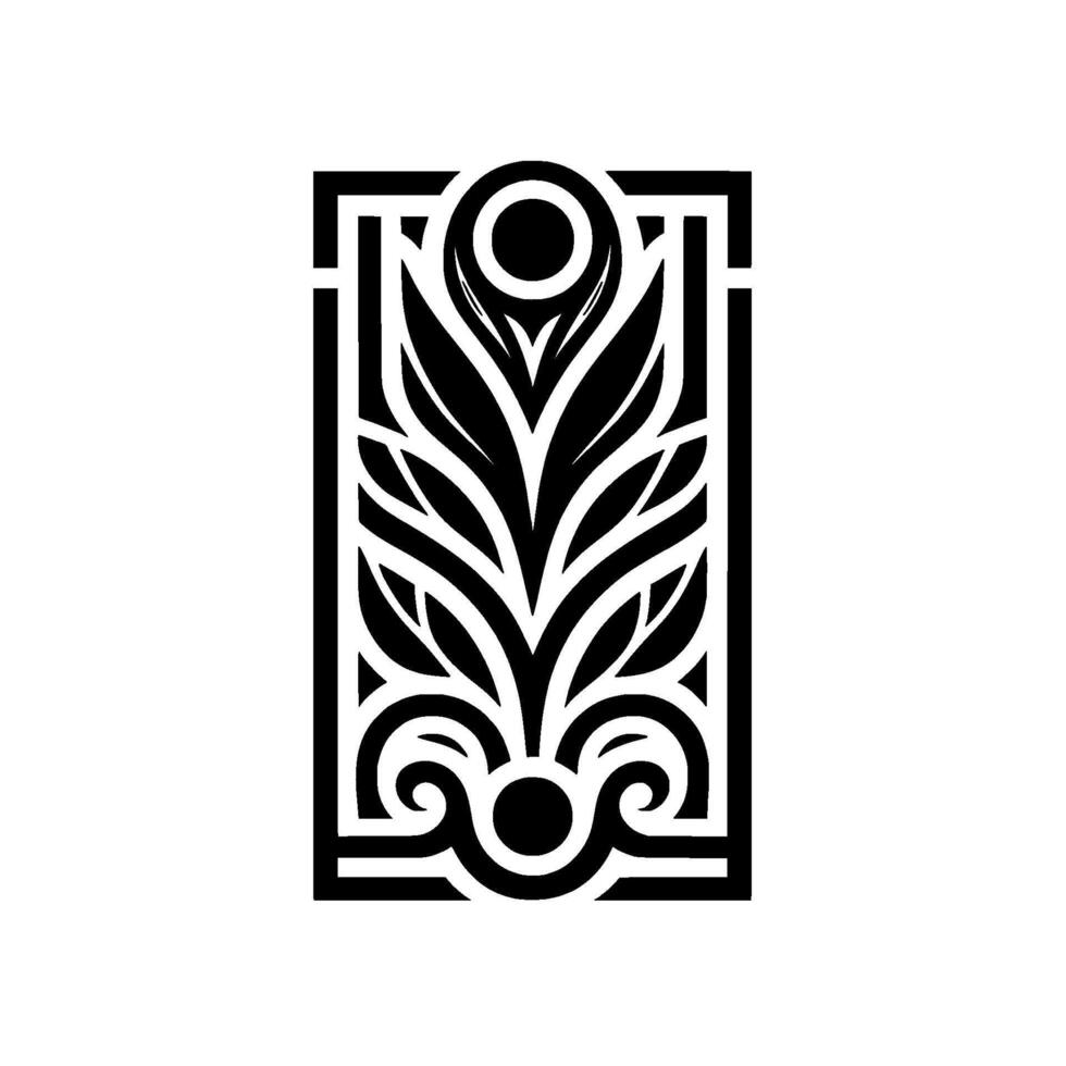 Elegant black white floral element art deco style vector