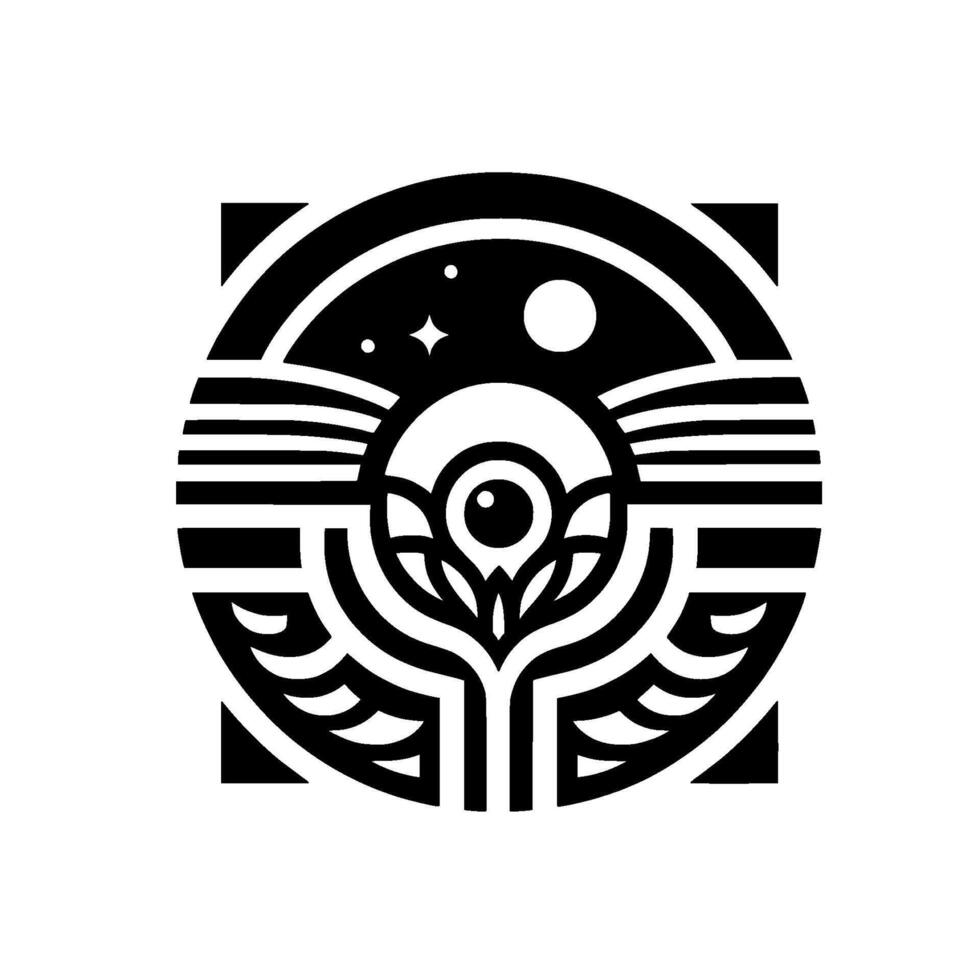 Symbolic eye nature in circular black white vector