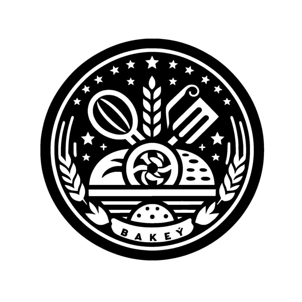 Bakery , black white, emblem vector