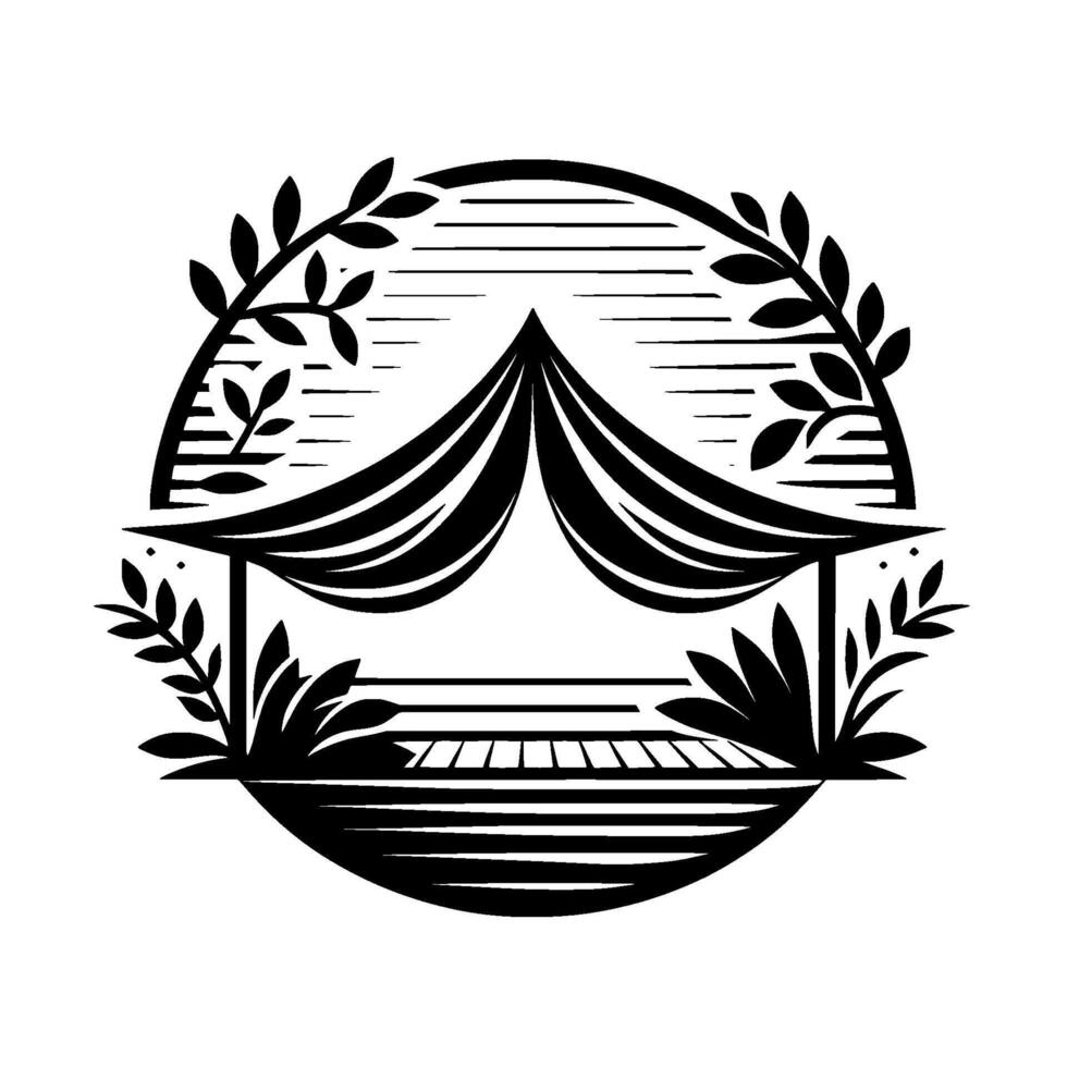 Elegant black white gazebo emblem, natureinspired vector