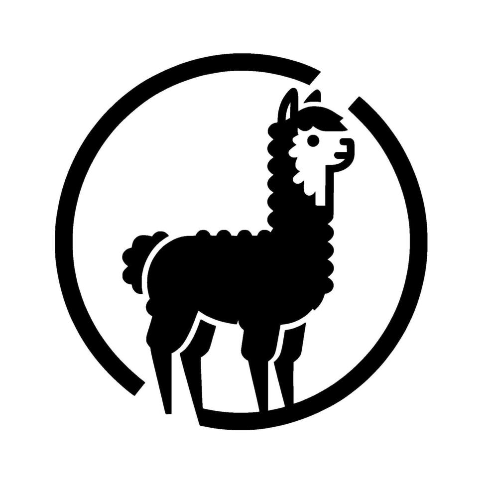 Minimalist llama silhouette in circle, black white vector