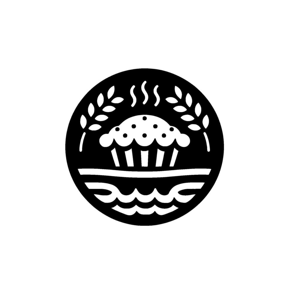 Bakery muffin waves, minimalist black white vector
