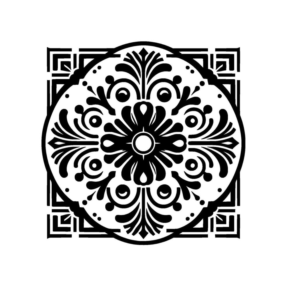 Elegant black white decorative mandala on white background vector