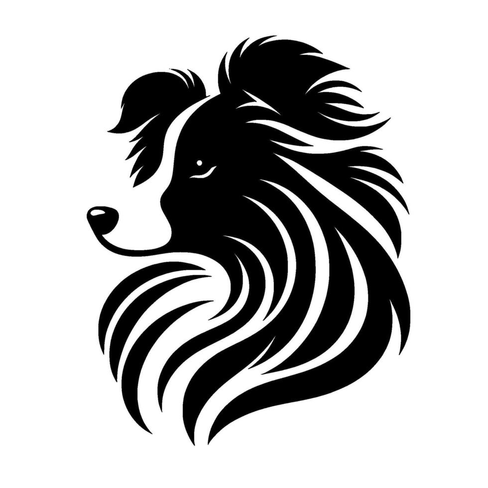Border collie silhouette , black white, minimalist vector
