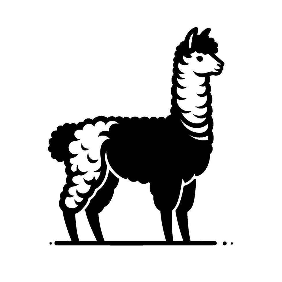 Simple black and white llama for vector