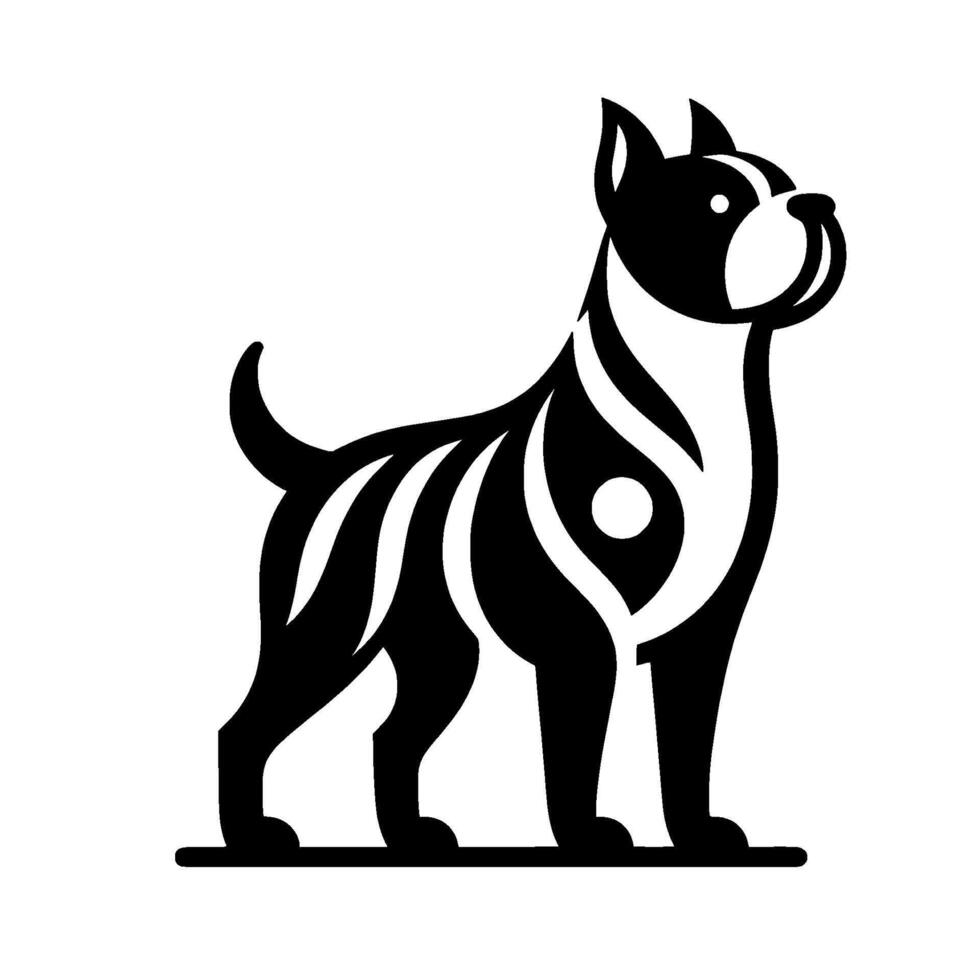 Black white abstract dog , minimalist vector