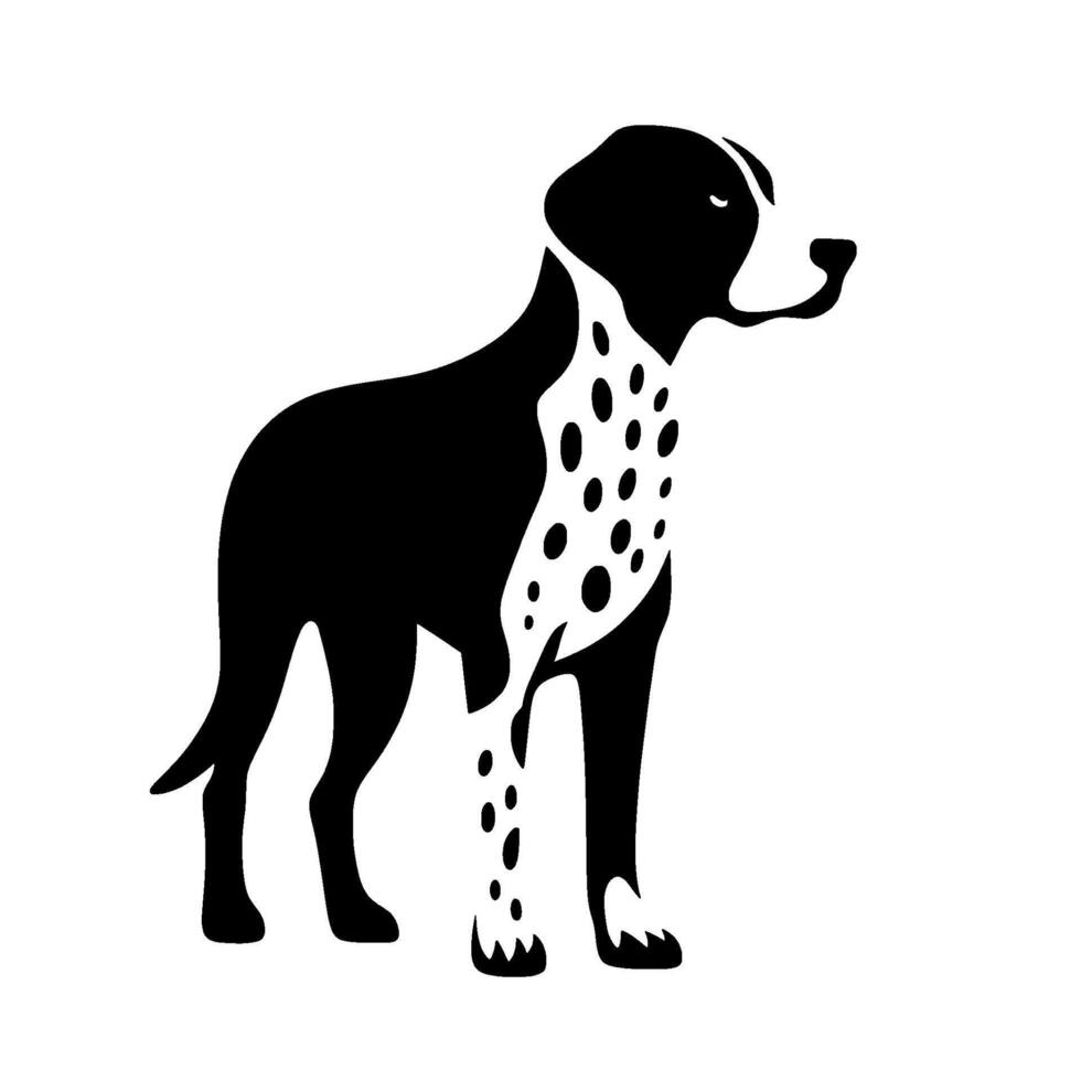 Minimalist dalmatian dog silhouette illustration, black and white vector