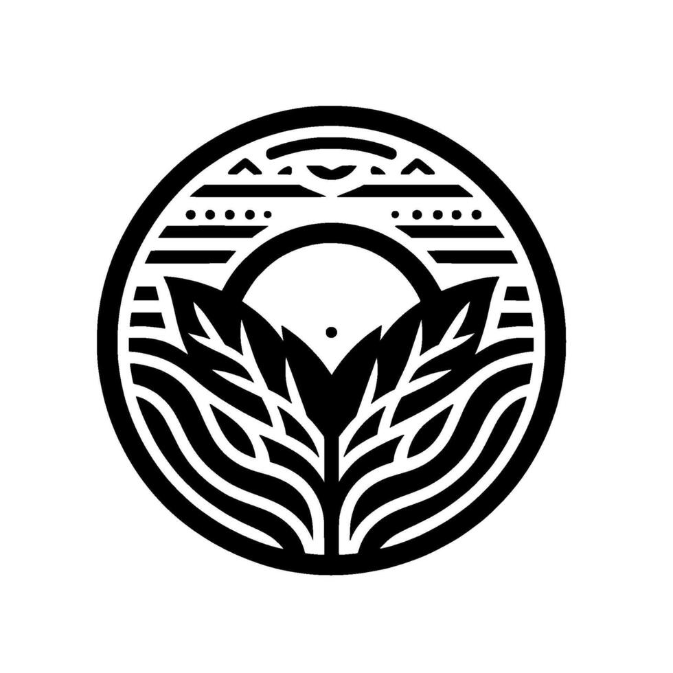 Abstract nature black and white circular , minimalist vector