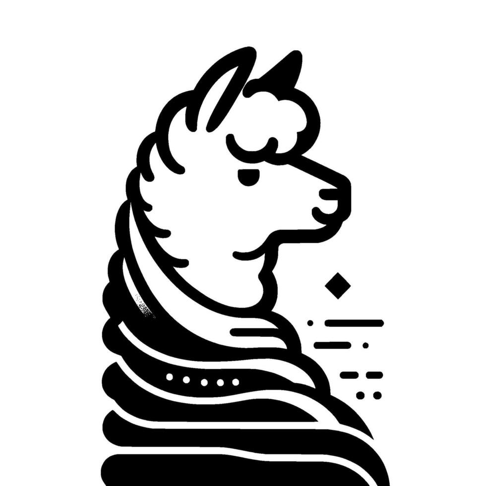 Modern alpaca illustration geometric black white animal vector