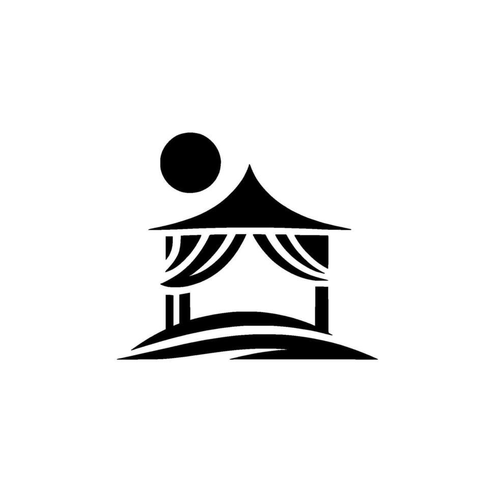 Minimalist gazebo , silhouette, sun, beach, relaxation, spa vector