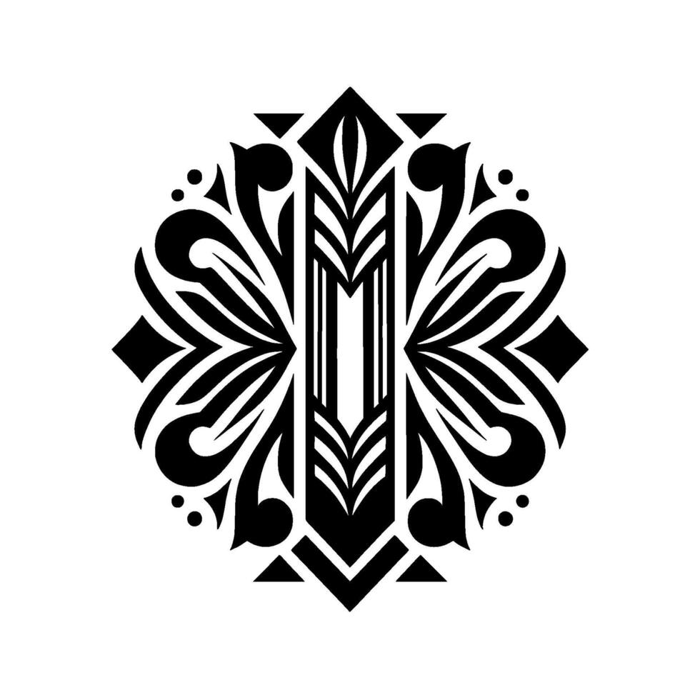 Art deco ornament in black and white vector