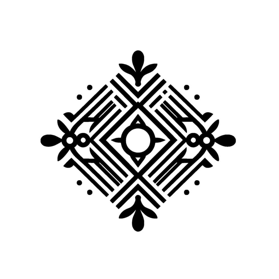 Geometric black and white floral pattern vector