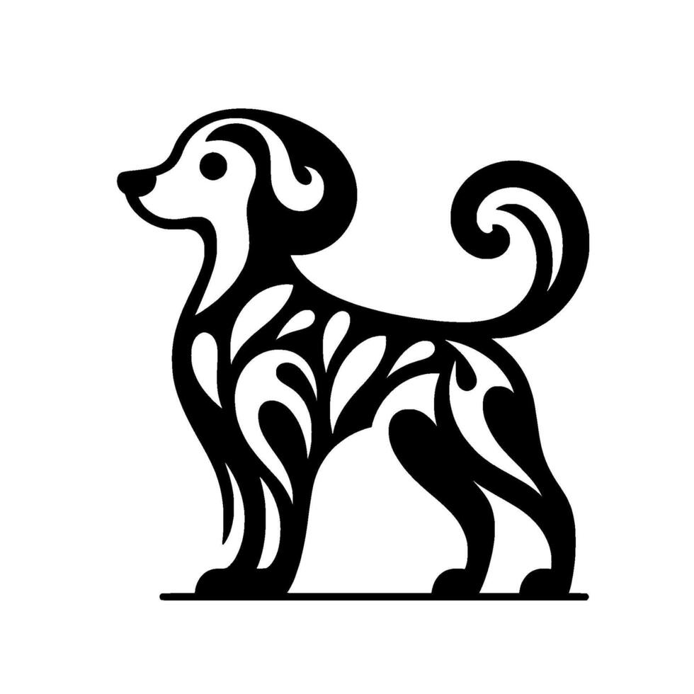 Elegant dog silhouette with floral accent vector