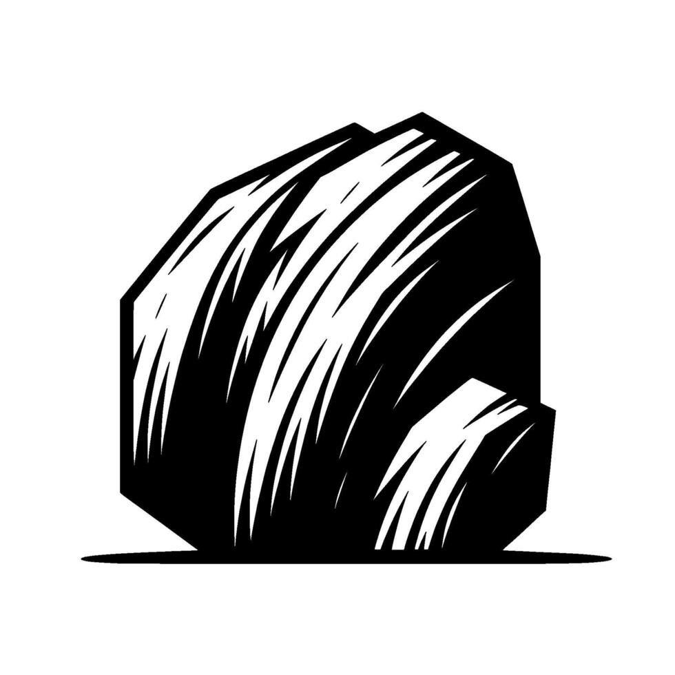 Abstract rock formation illustration in bold black and white vector