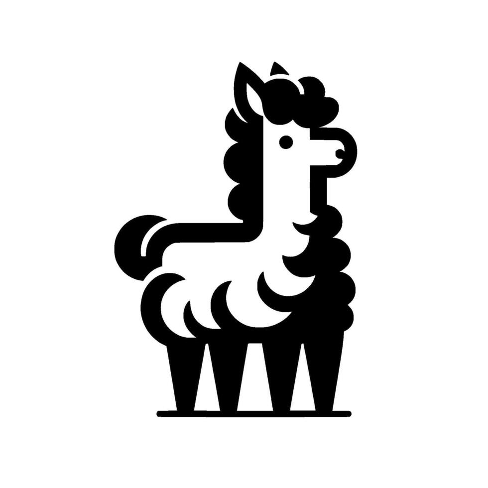 Stylized black and white llama for branding vector