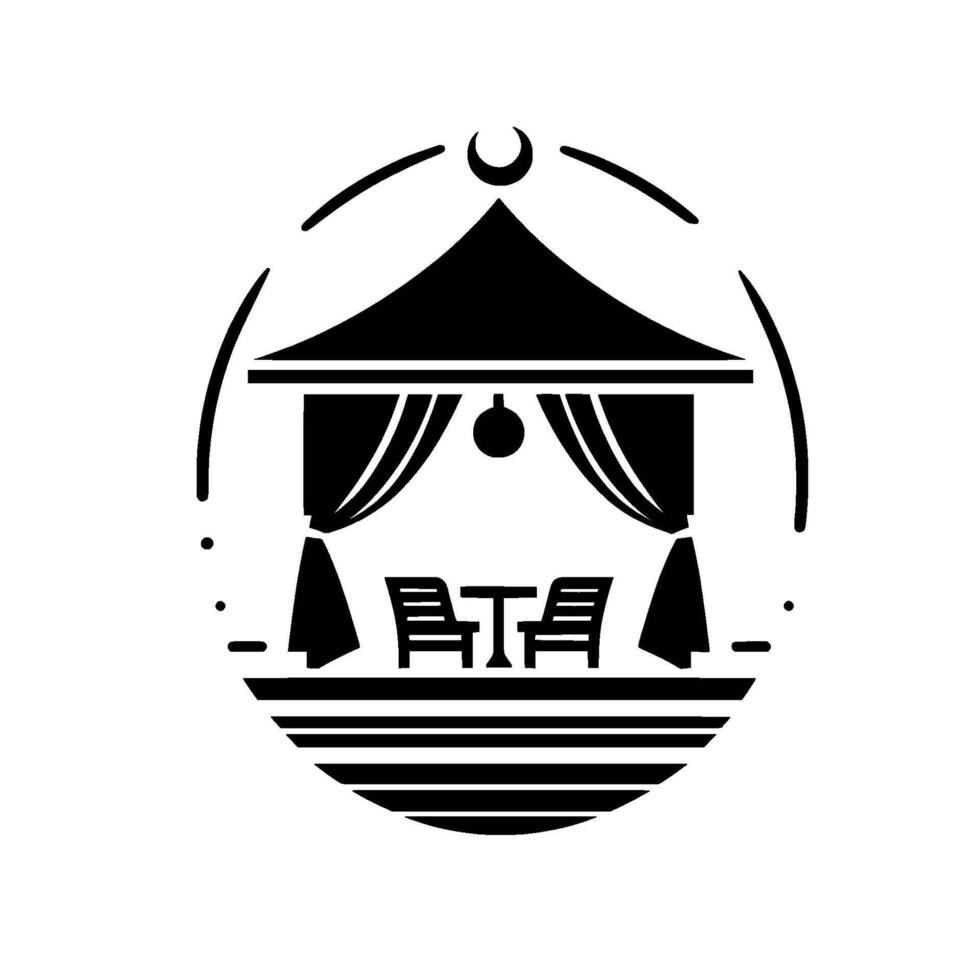 Minimalist gazebo with moon symbol relaxation and leisure vector