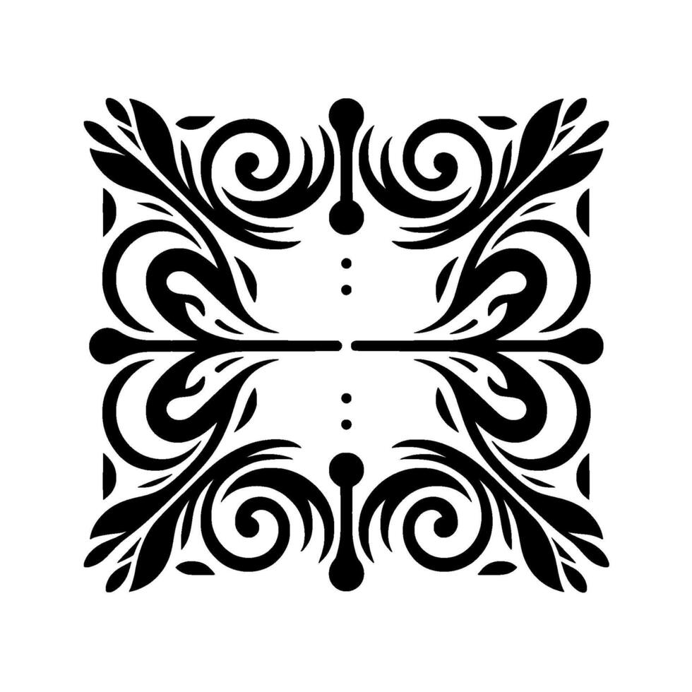 Elegant black and white floral element ornate swirls and leaves vector