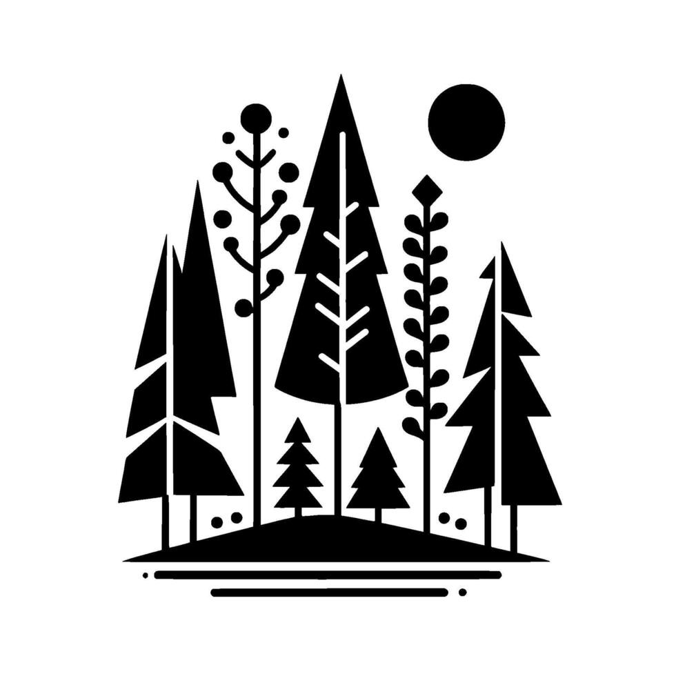 Minimalist black forest landscape illustration vector
