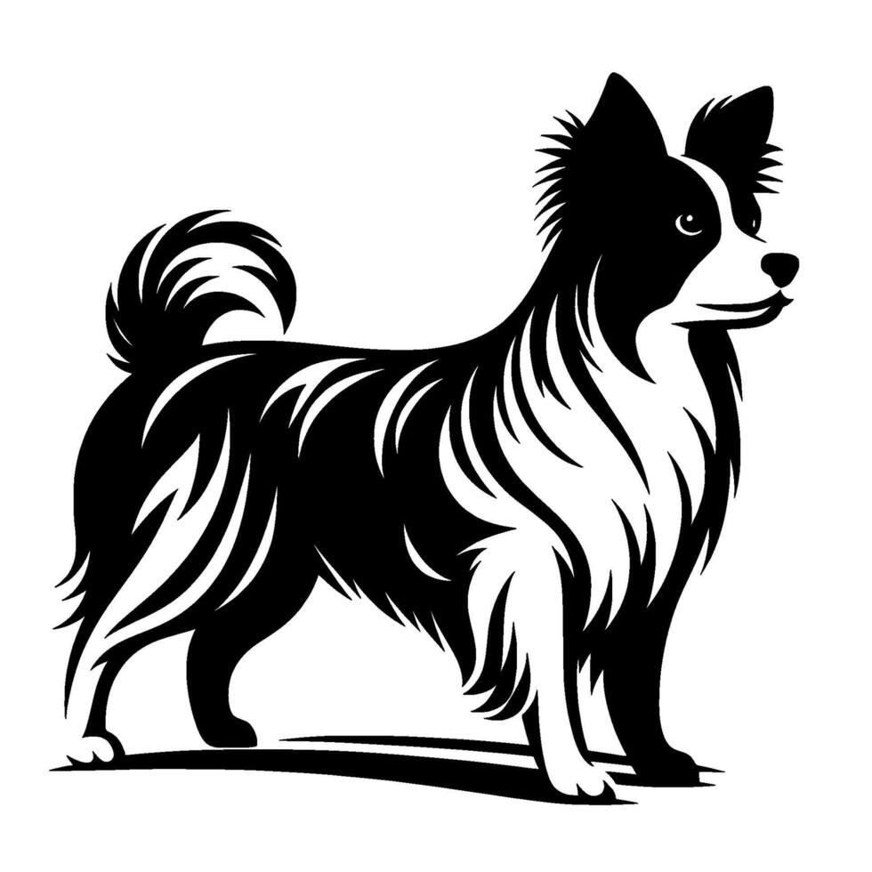 Stylish black and white dog silhouette, illustration vector