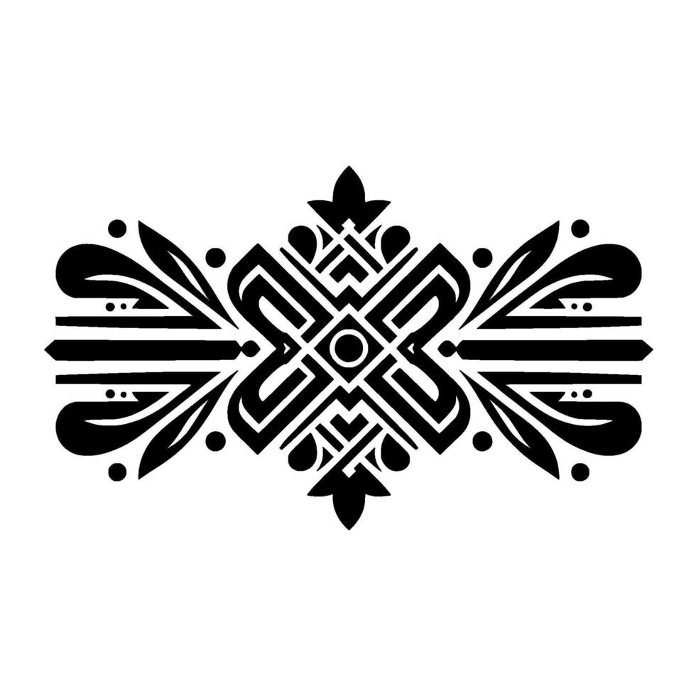Ornate black and white decorative element, border , minimalist vector