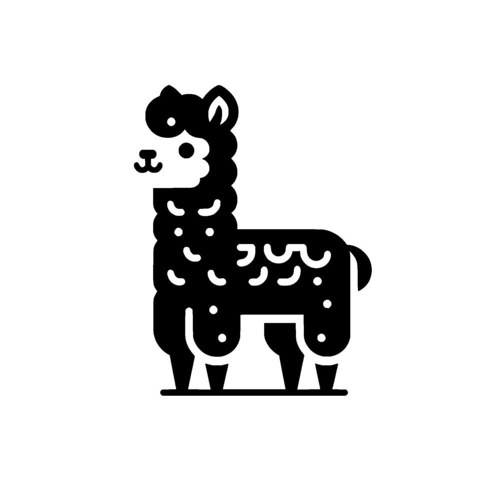 Minimalist black and white llama vector