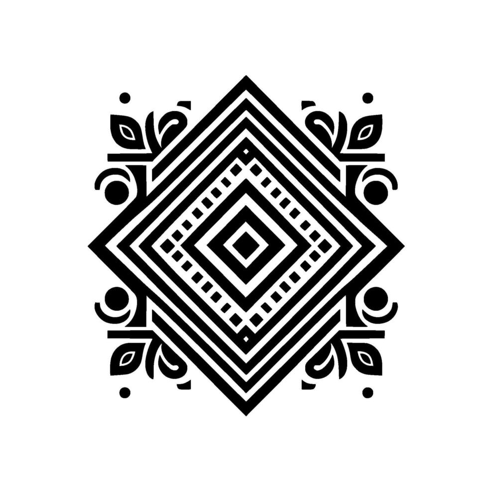 Geometric tribal ornament in black and white vector