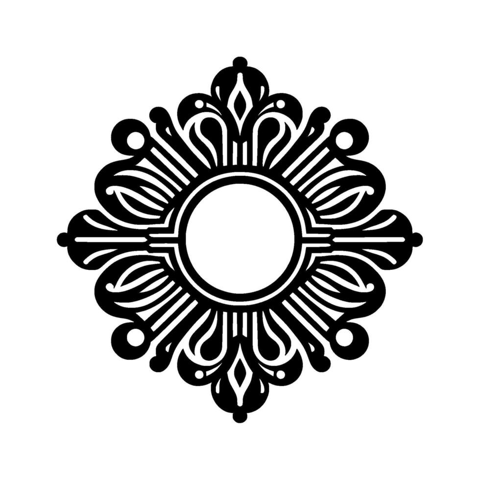 Ornamental black and white emblem on white background vector