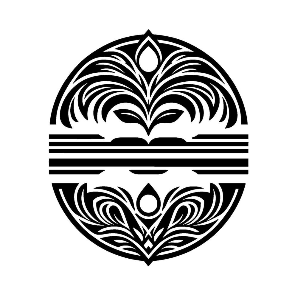 Elegant black and white floral crest vector