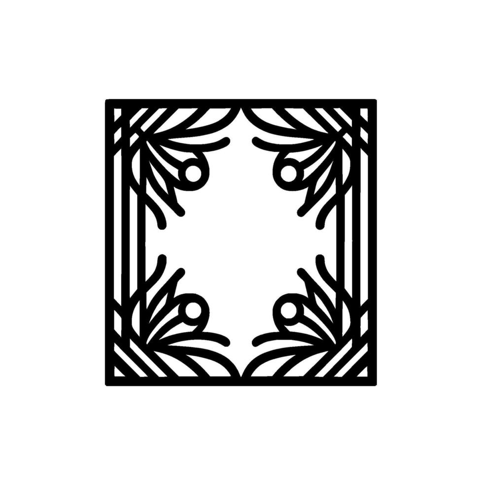 Elegant black white frame with organic floral accents vector