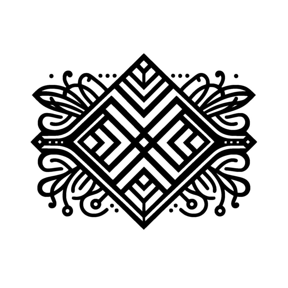 Geometric black white with floral accents vector