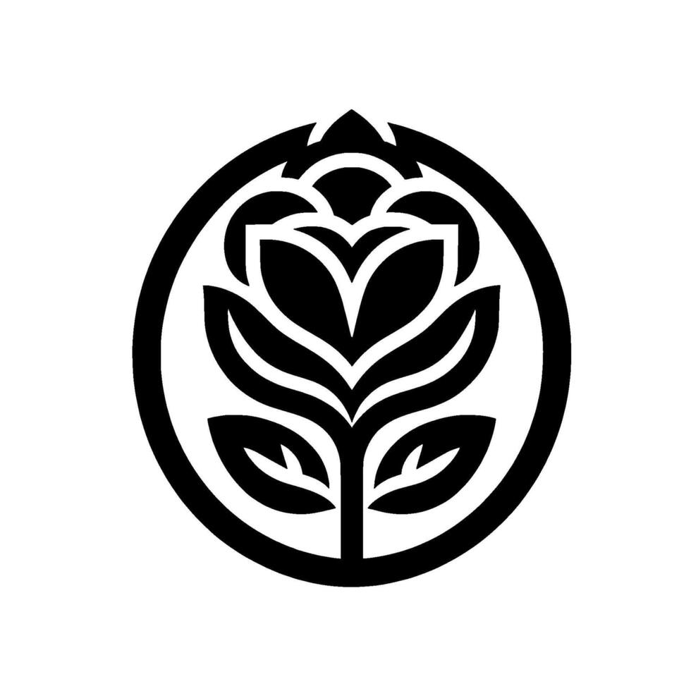 Minimalist black rose emblem on white background vector