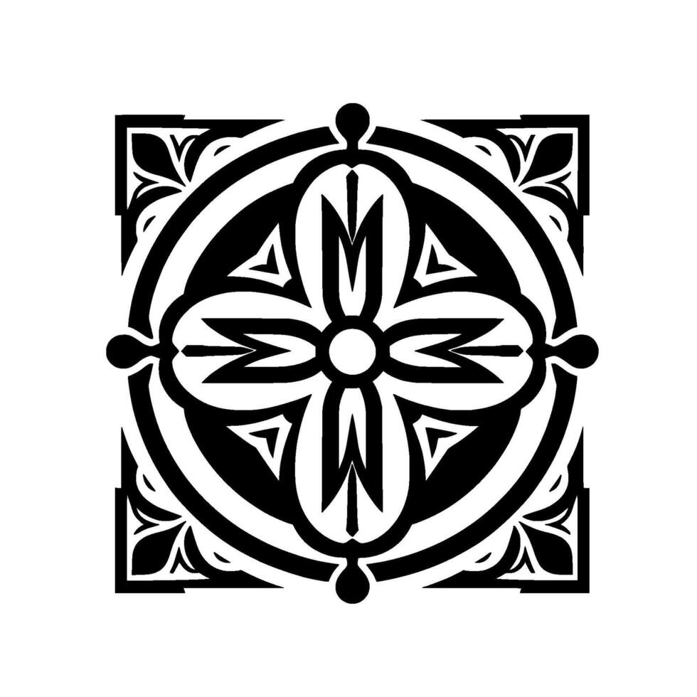 Black and white ornamental floral pattern on white background vector