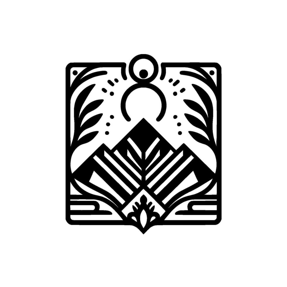 Mountain peak mandala geometric black and white vector