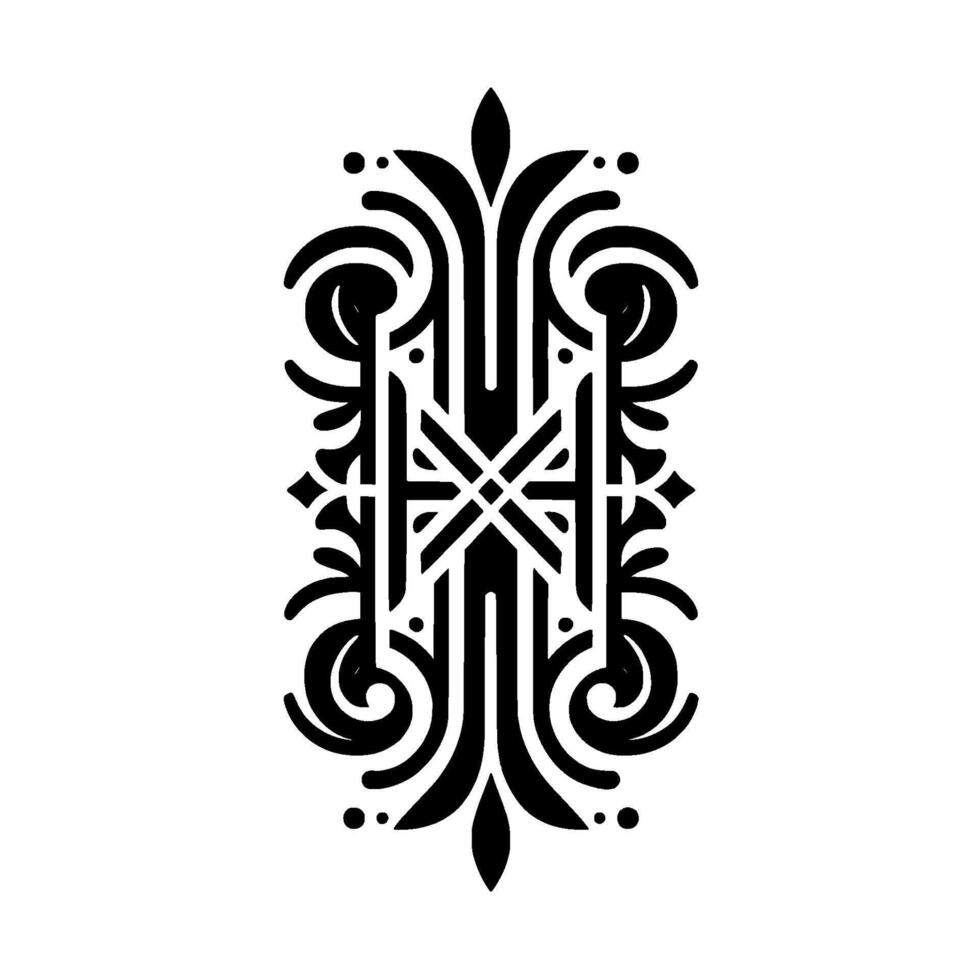 Ornate black and white ornamental on white background vector