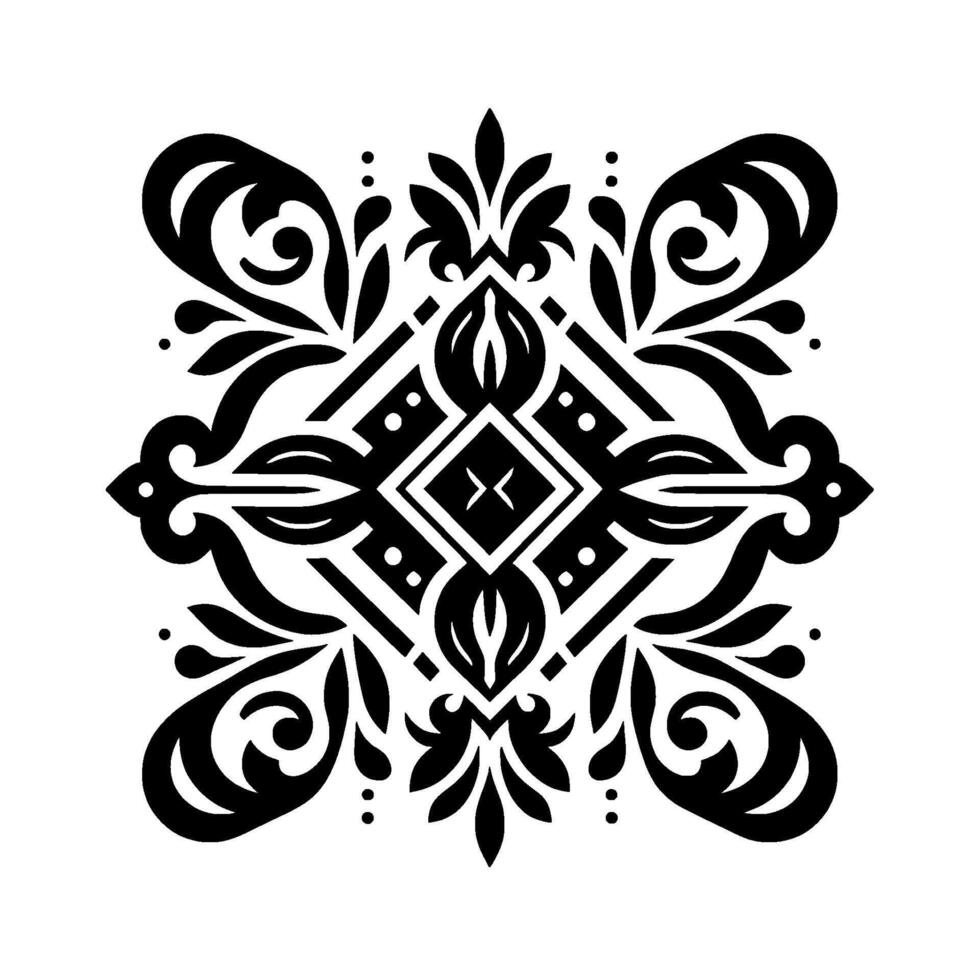 Ornate black and white floral pattern elegant element vector