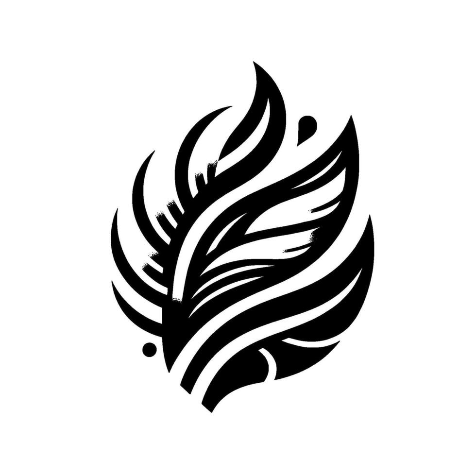 Abstract feather elegant black and white illustration vector