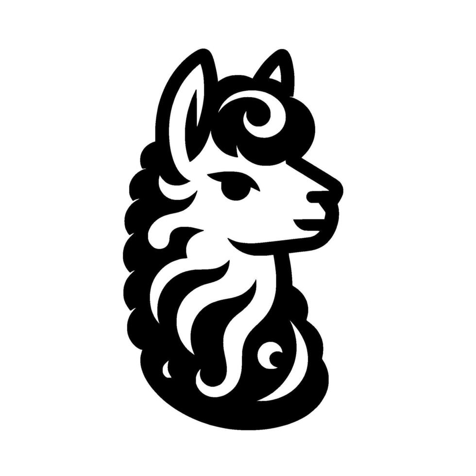 Stylized black and white llama vector